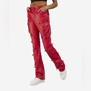 Smoke Rise NY Red Multi Bungee Stacked Pants